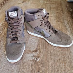 Womens Nike Dunk Sky High Mesh Suede Olive Green Wedge Shoe - Size 10